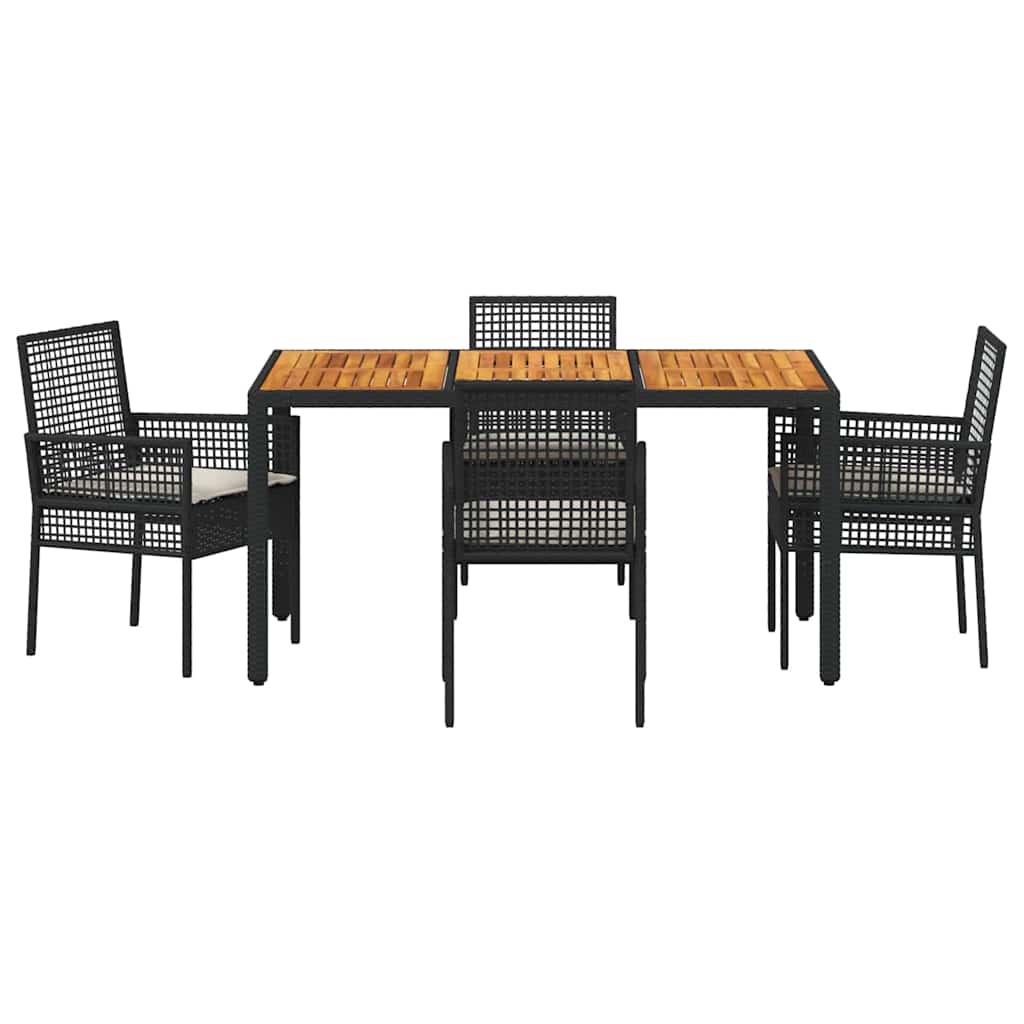 Kert étkező szett 5 pcs Fekete polirattan