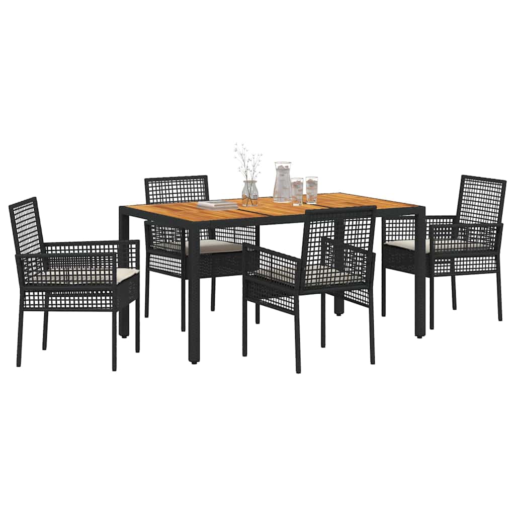 Kert étkező szett 5 pcs Fekete polirattan