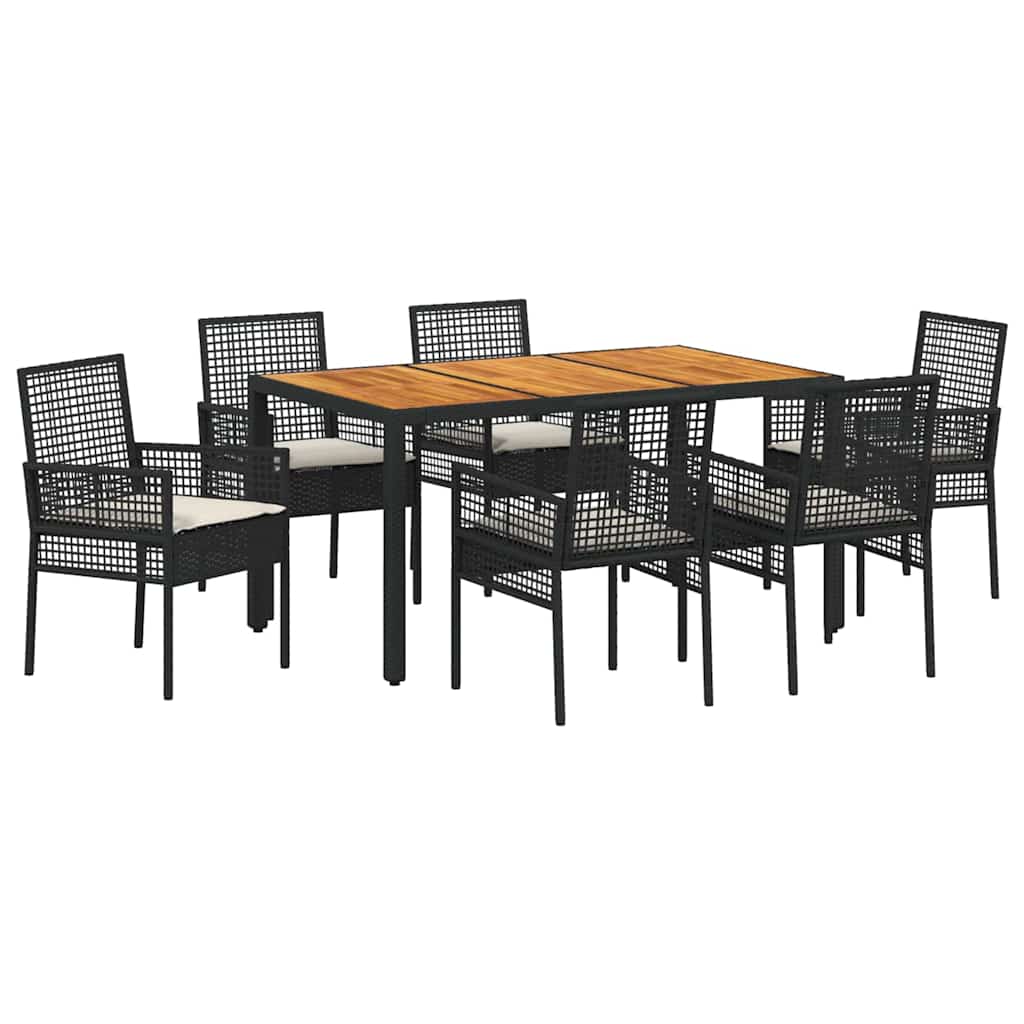 Kert étkező szett 7 pcs Fekete polirattan