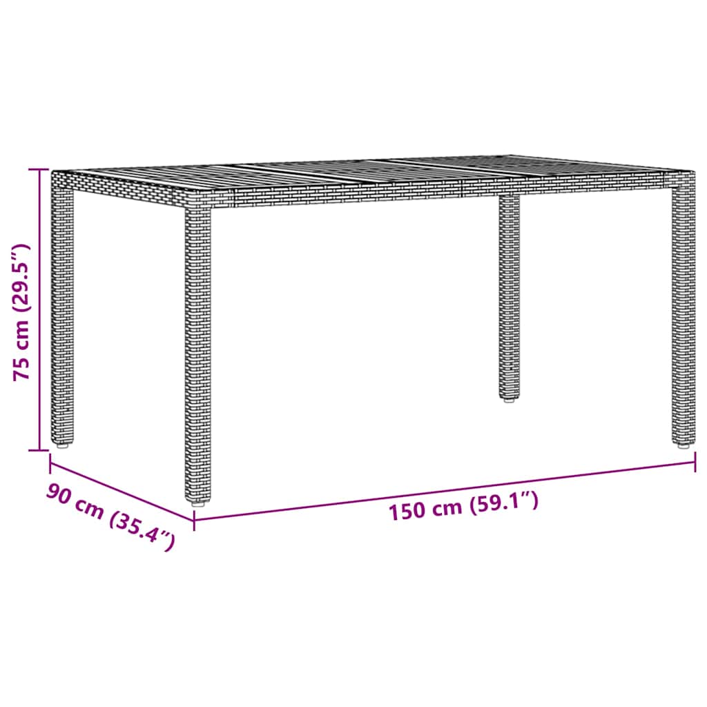 Kert étkező szett 7 pcs Fekete polirattan