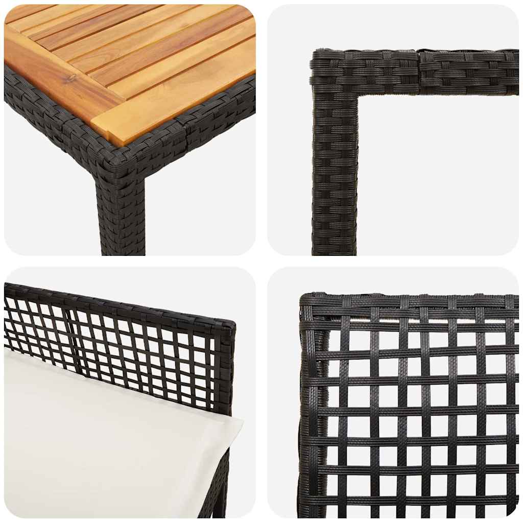 Kert étkező szett 7 pcs Fekete polirattan