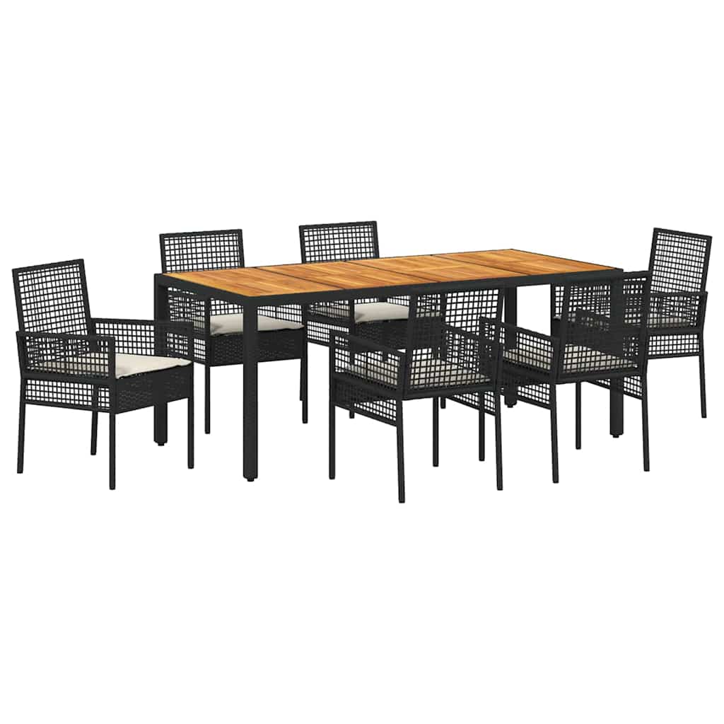 Kert étkező szett 7 pcs Fekete polirattan