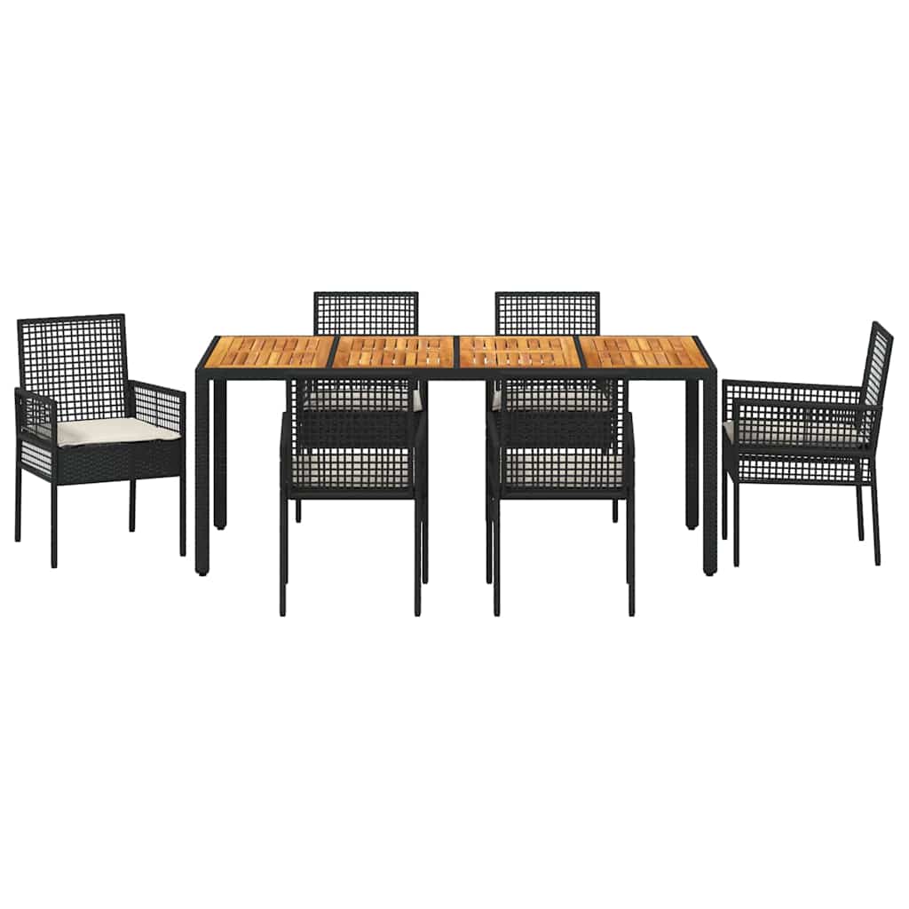 Kert étkező szett 7 pcs Fekete polirattan