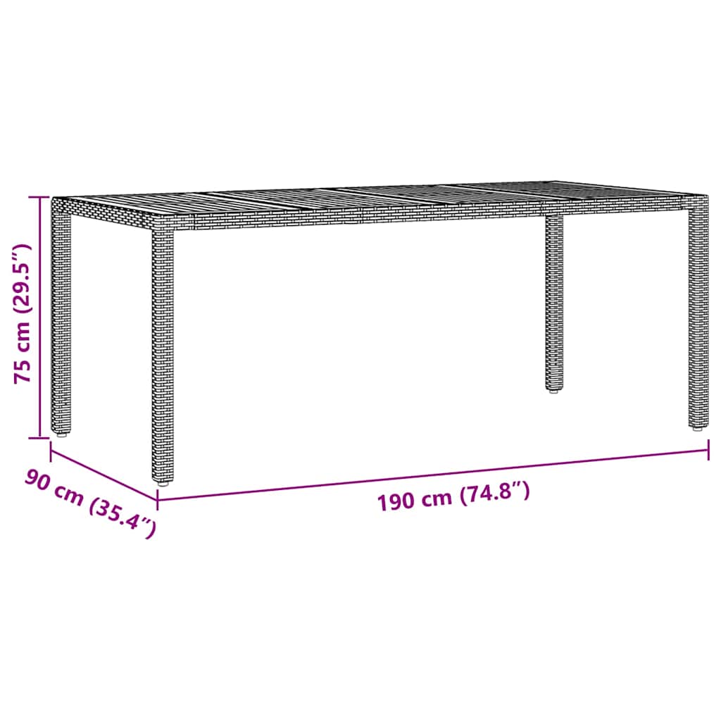 Kert étkező szett 7 pcs Fekete polirattan