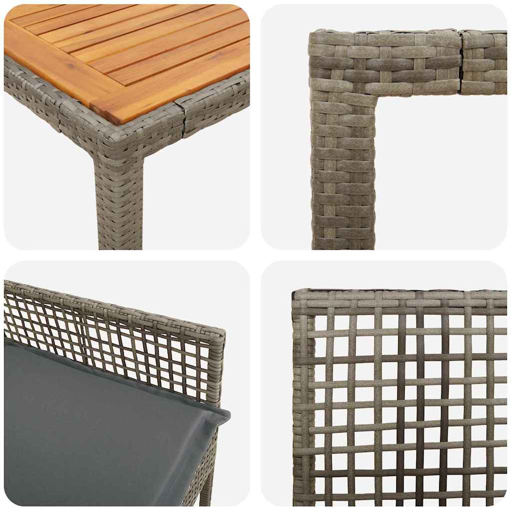 Kert étkező szett 3 pcs Szürke polirattan