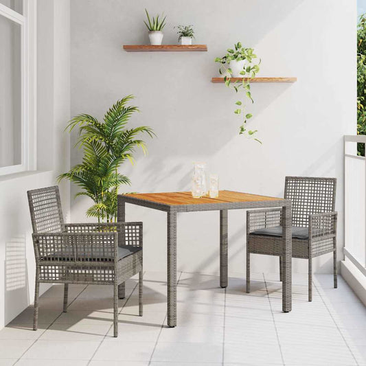 Kert étkező szett 3 pcs Szürke polirattan