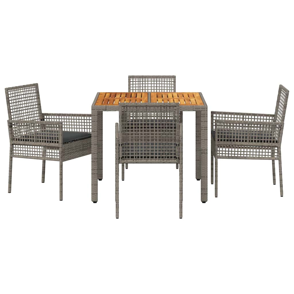 Kert étkező szett 5 pcs Szürke polirattan