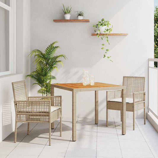 Kert étkező szett 3 pcs Bézs polirattan