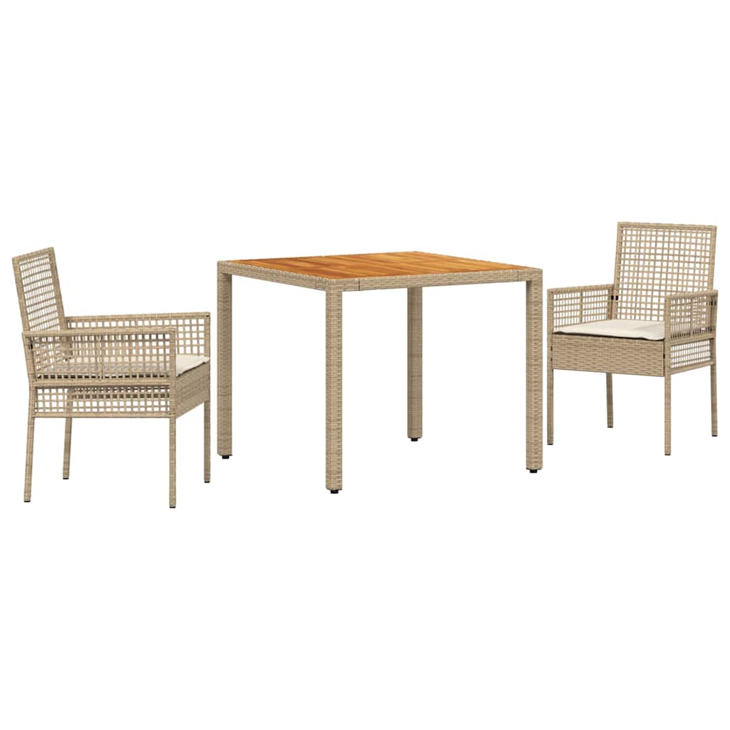 Kert étkező szett 3 pcs Bézs polirattan