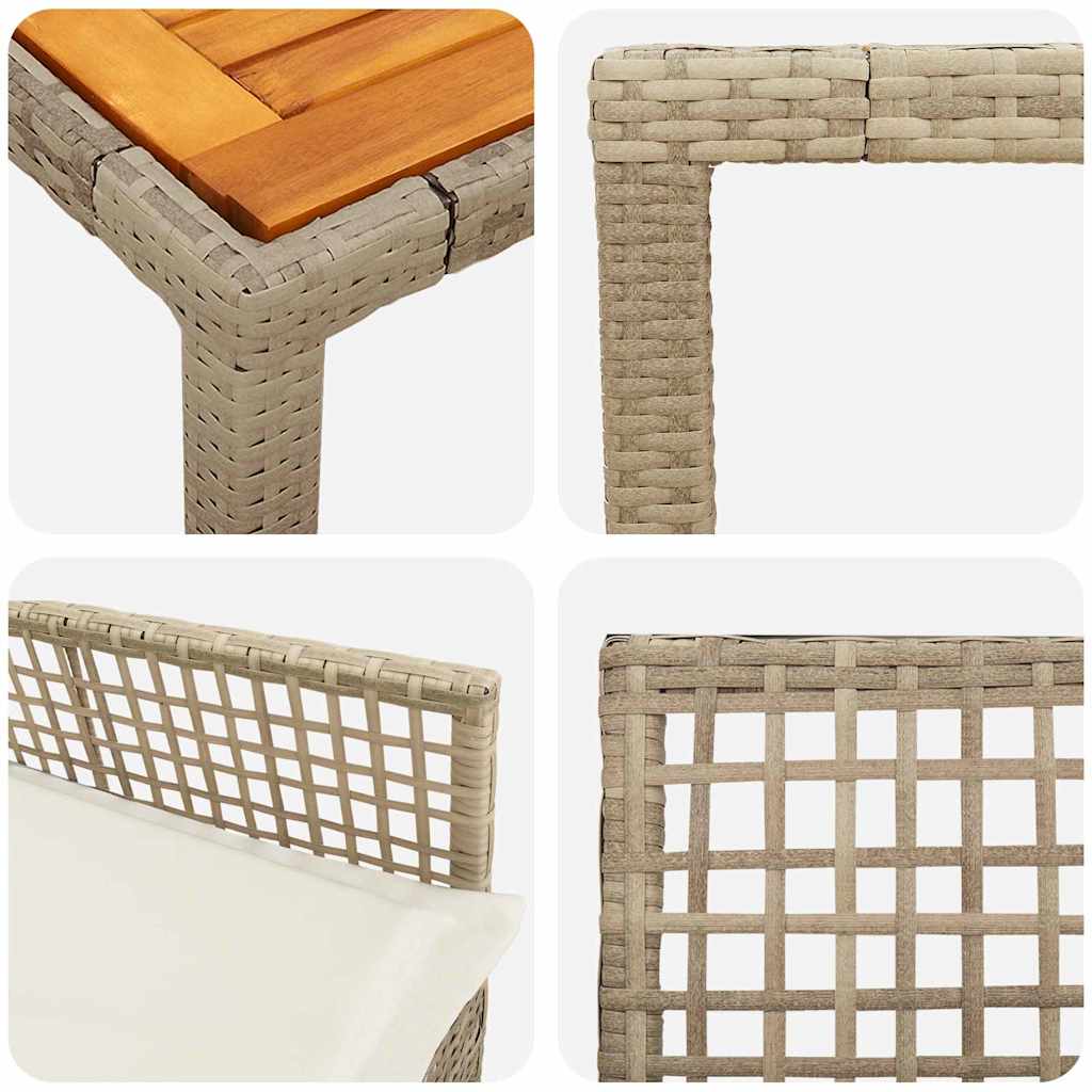 Kert étkező szett 5 pcs Bézs polirattan