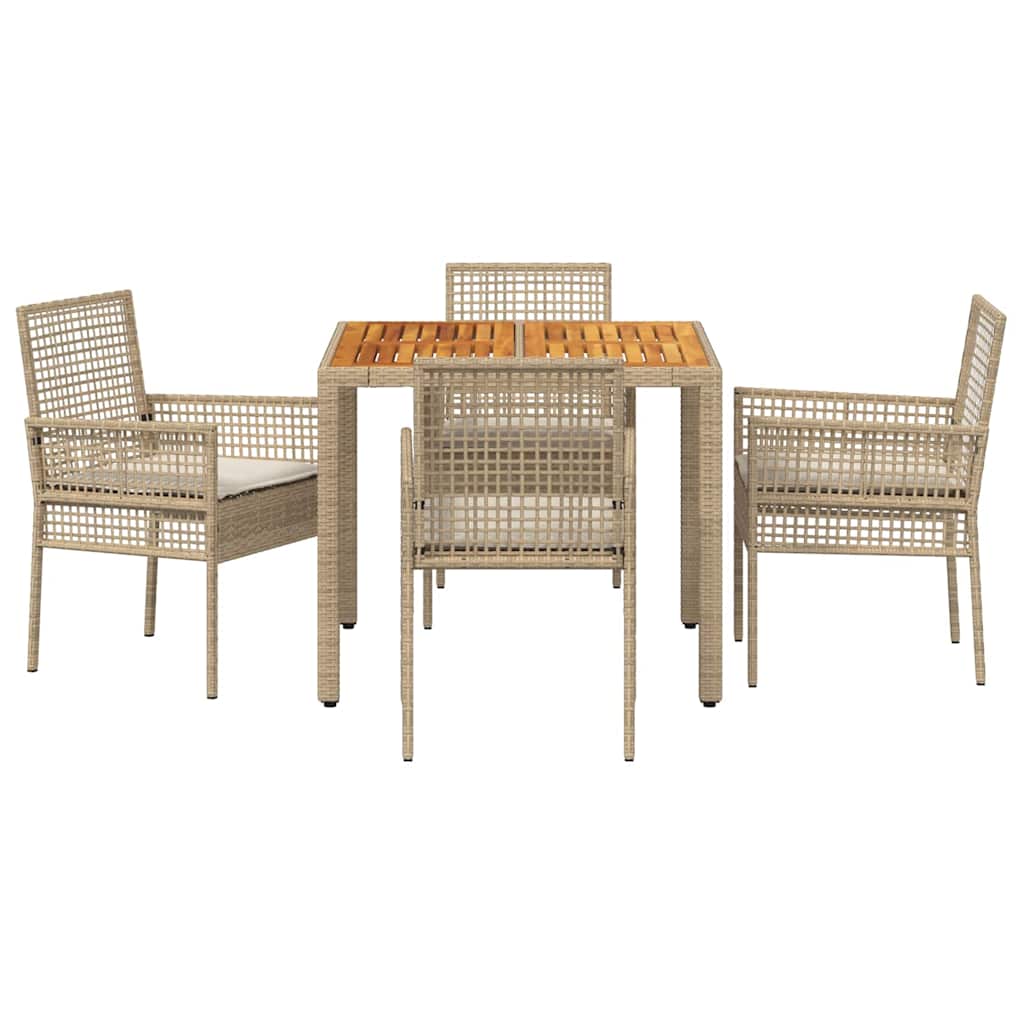 Kert étkező szett 5 pcs Bézs polirattan