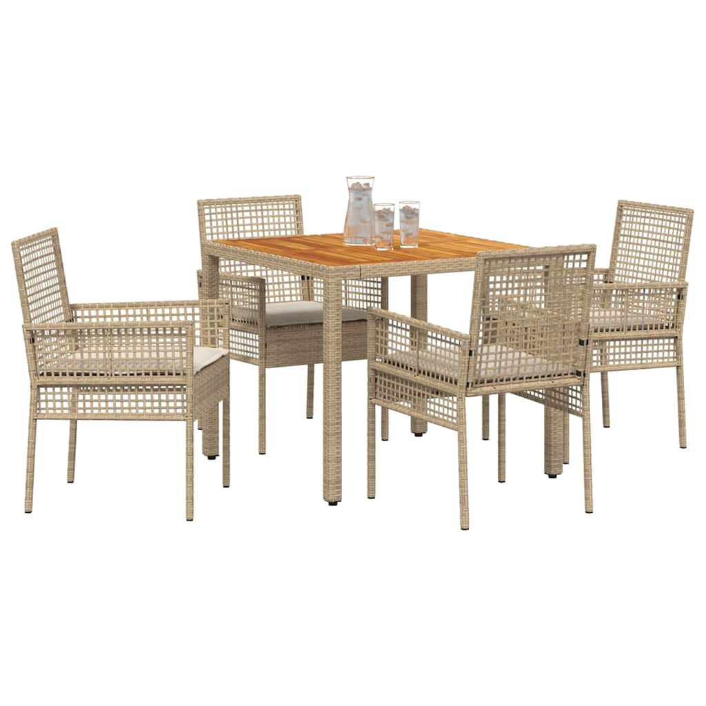 Kert étkező szett 5 pcs Bézs polirattan