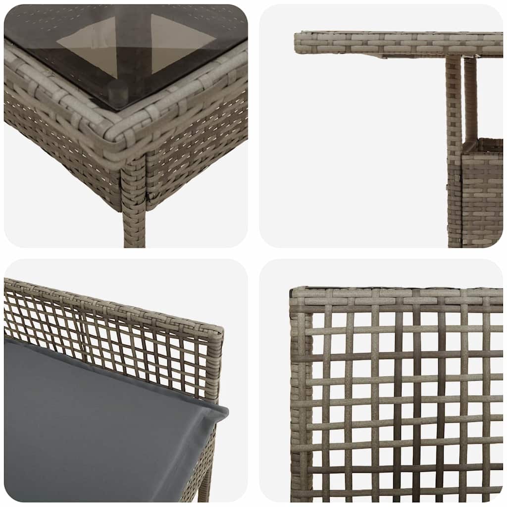 Kert étkező szett 3 pcs Szürke polirattan