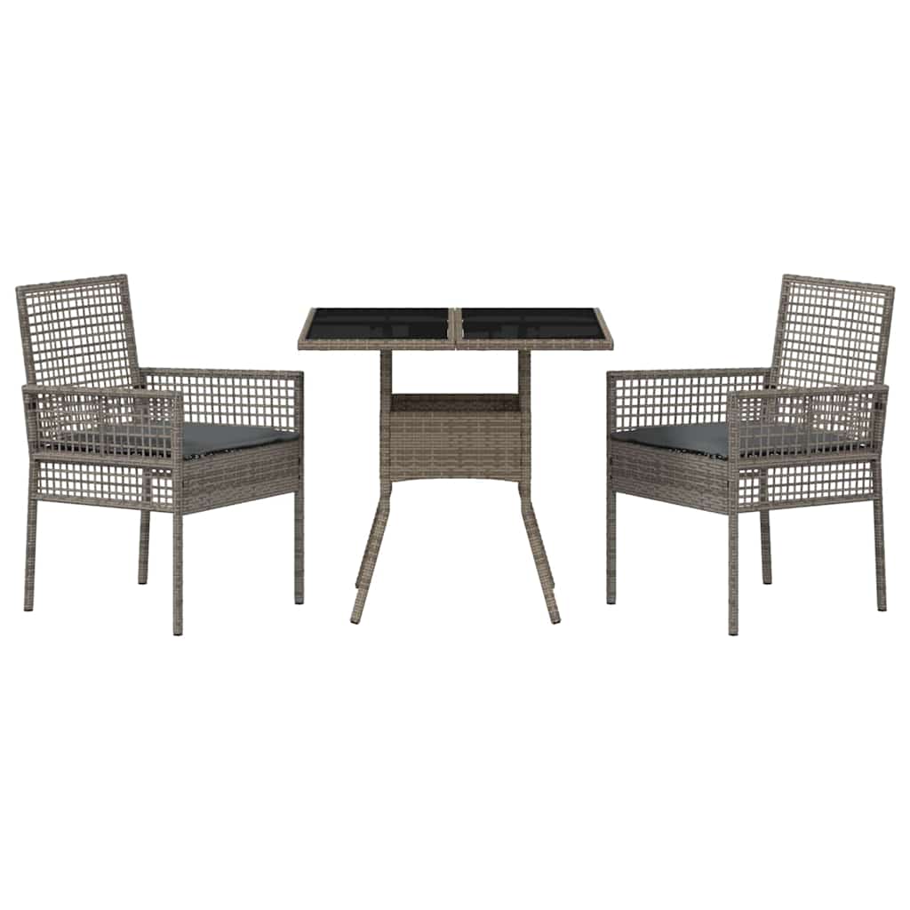 Kert étkező szett 3 pcs Szürke polirattan