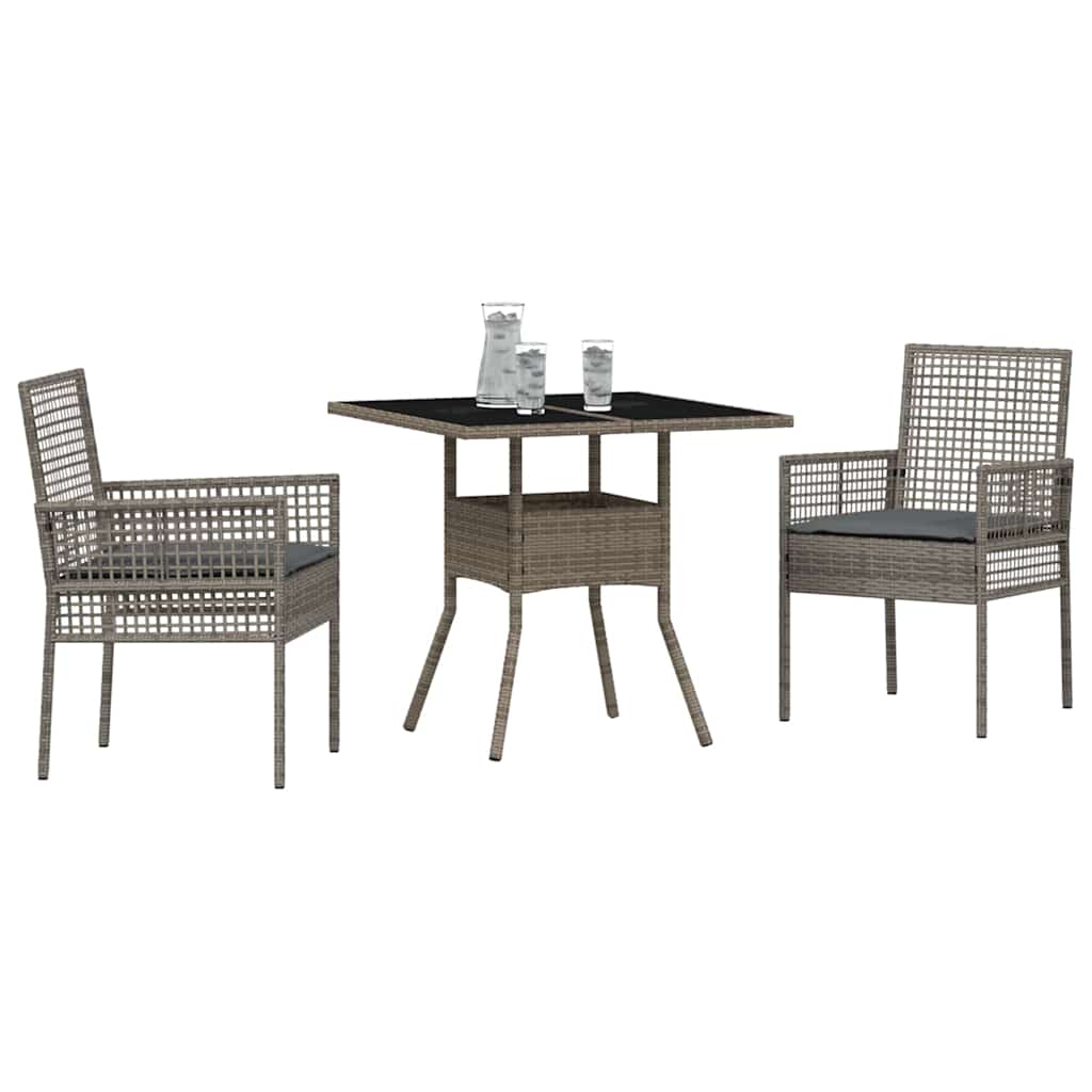 Kert étkező szett 3 pcs Szürke polirattan