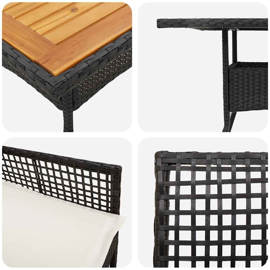 Kert étkező szett 5 pcs Fekete polirattan