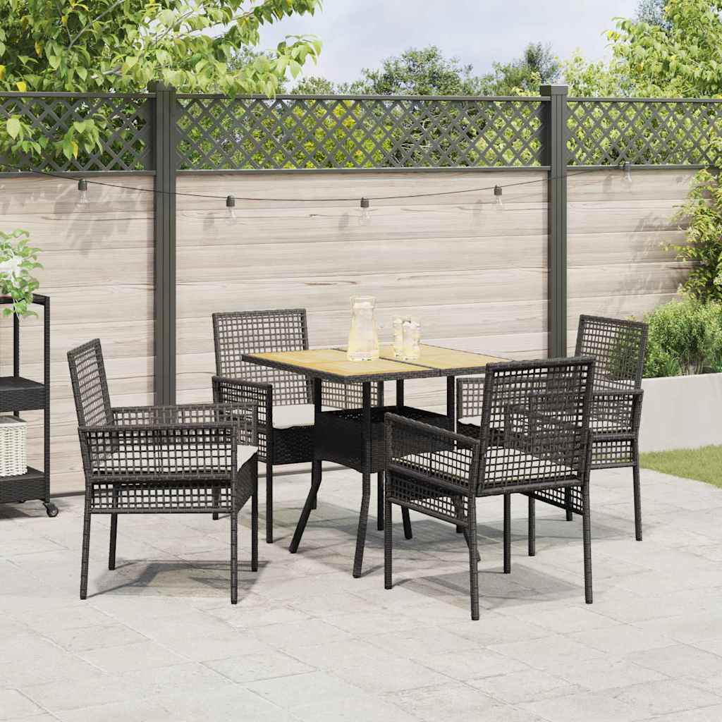 Kert étkező szett 5 pcs Fekete polirattan