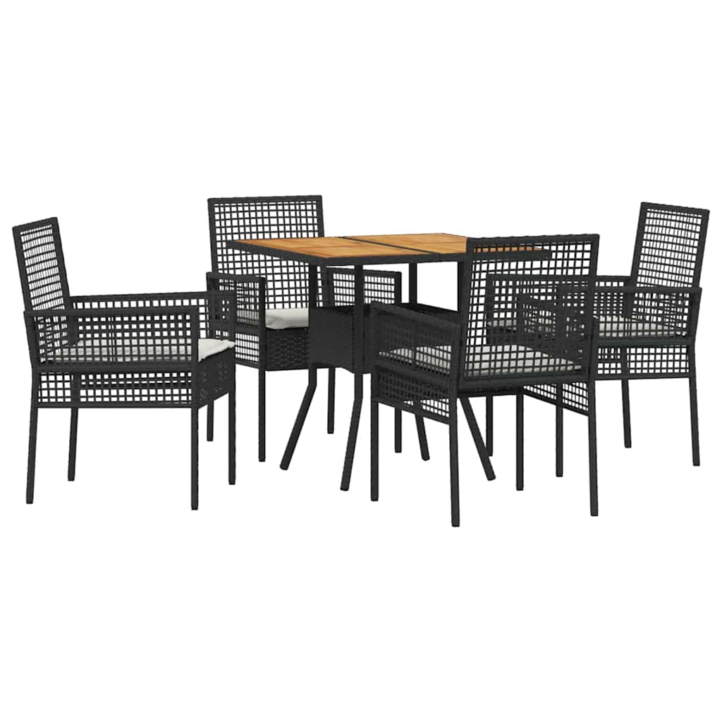 Kert étkező szett 5 pcs Fekete polirattan