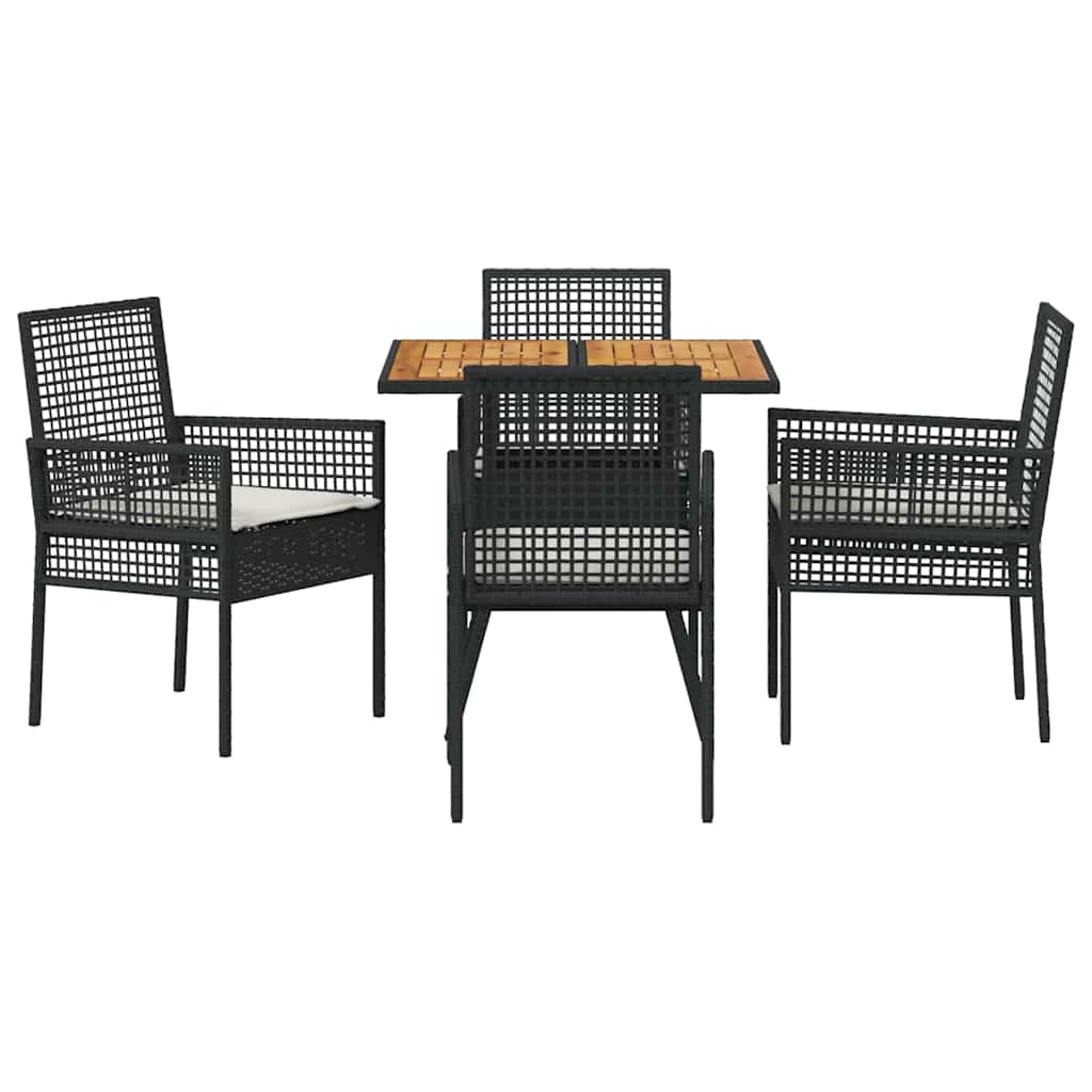 Kert étkező szett 5 pcs Fekete polirattan