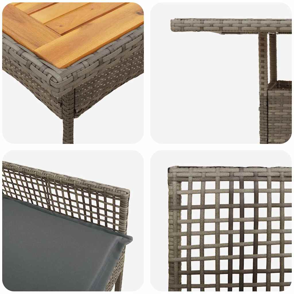 Kert étkező szett 3 pcs Szürke polirattan
