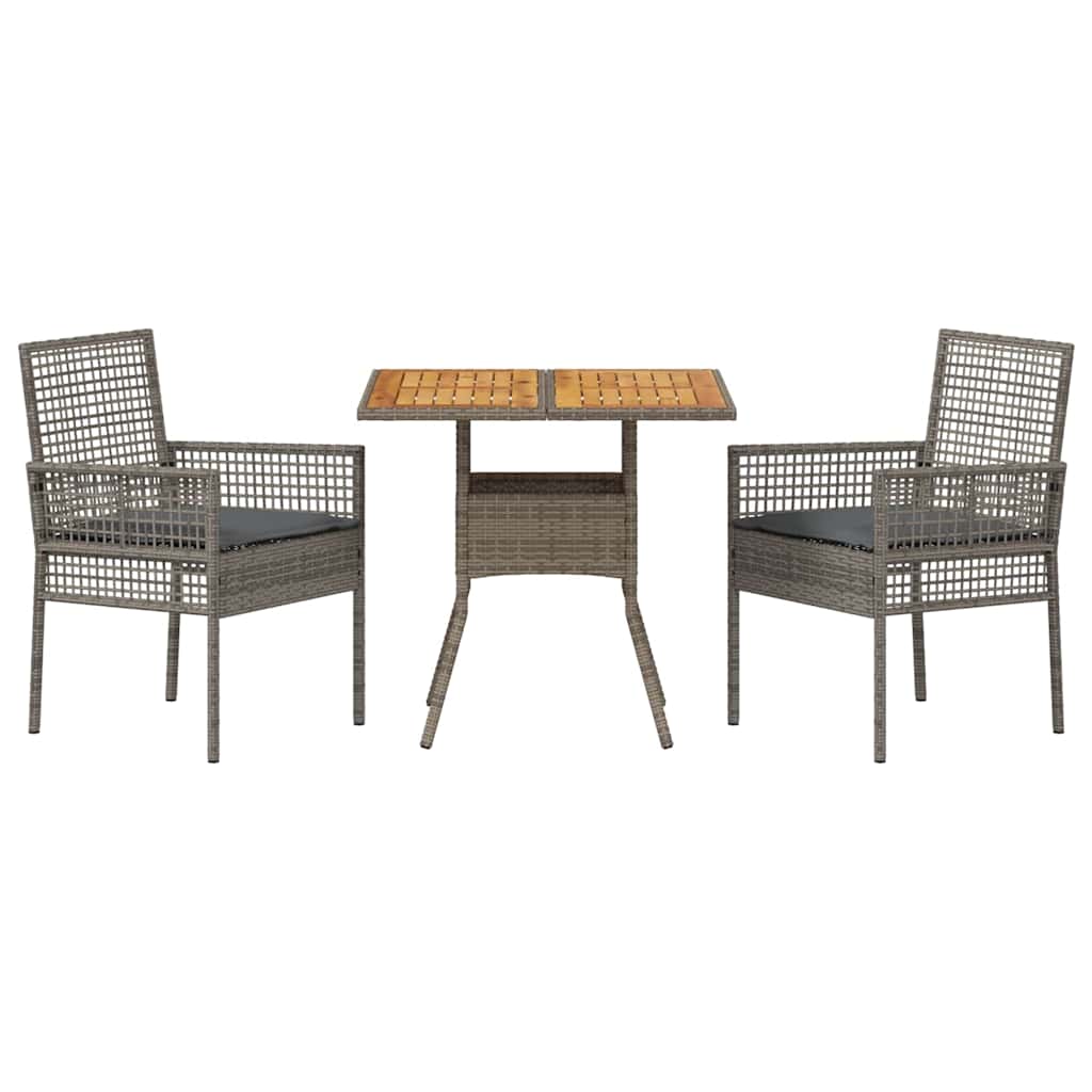 Kert étkező szett 3 pcs Szürke polirattan