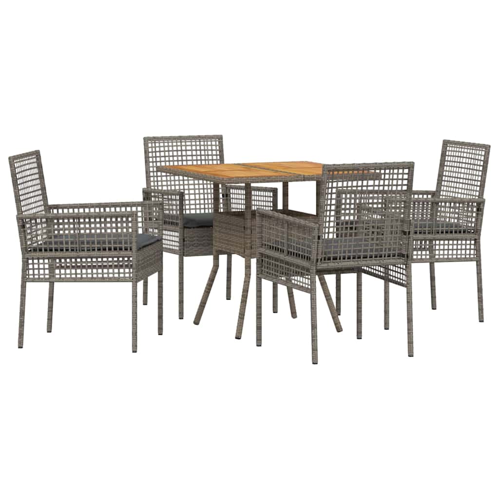 Kert étkező szett 5 pcs Szürke polirattan