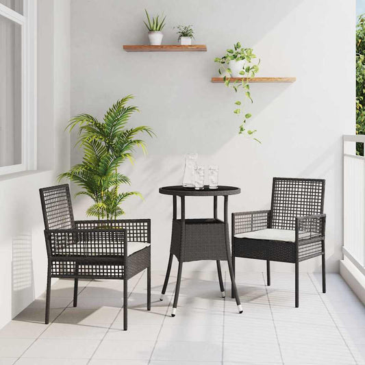Kert étkező szett 3 pcs Fekete polirattan