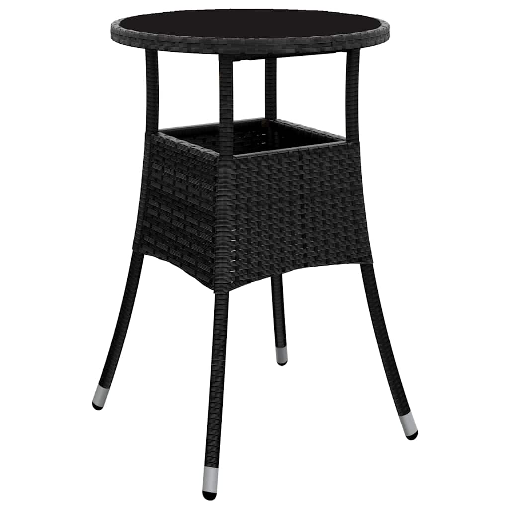 Kert étkező szett 3 pcs Fekete polirattan