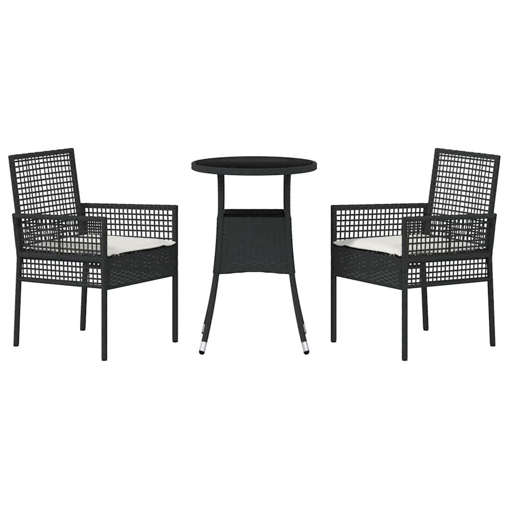 Kert étkező szett 3 pcs Fekete polirattan