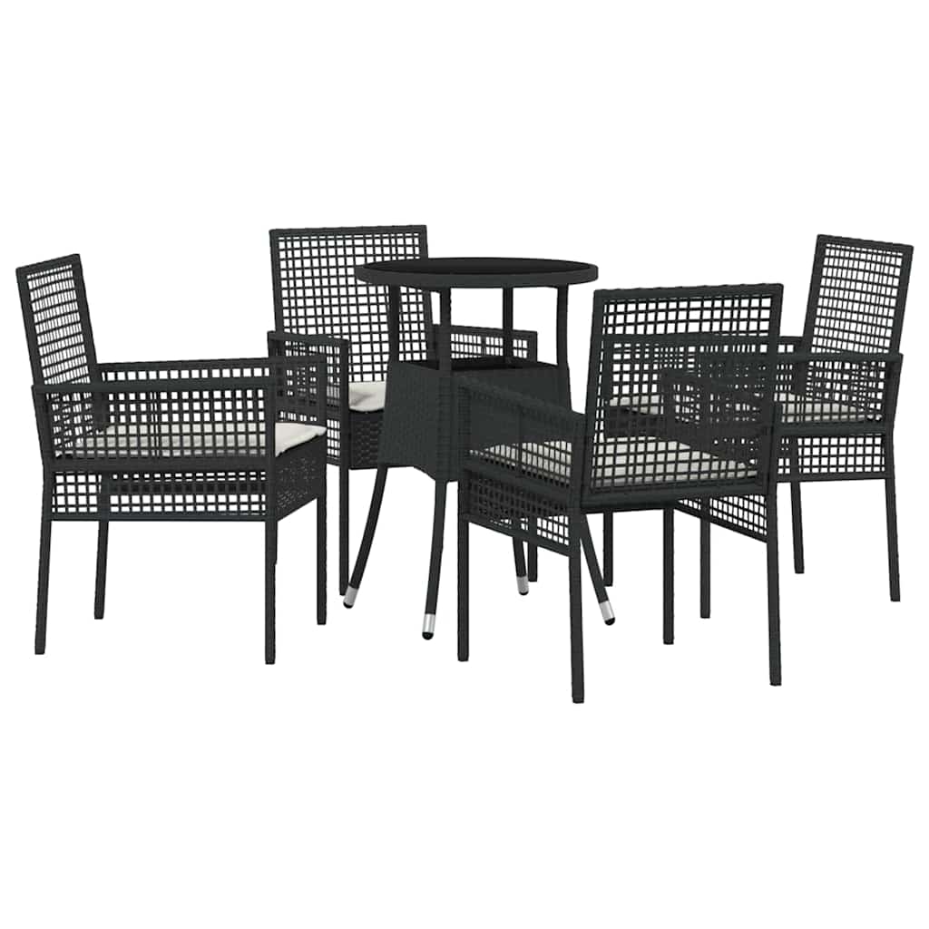 Kert étkező szett 5 pcs Fekete polirattan