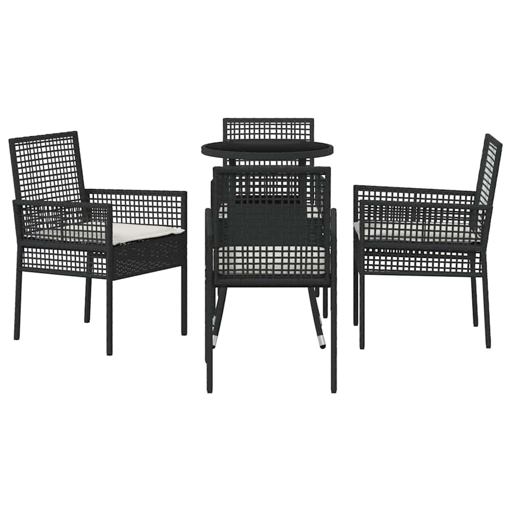 Kert étkező szett 5 pcs Fekete polirattan