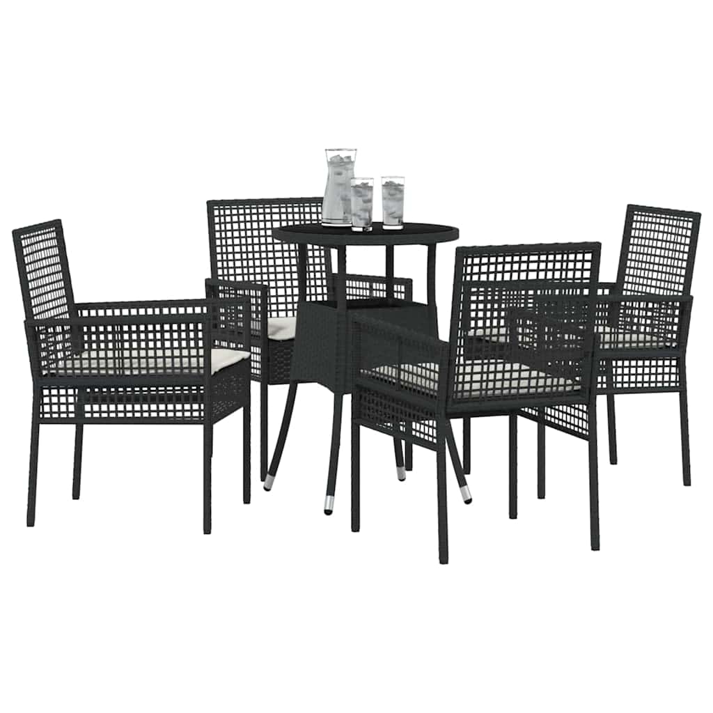 Kert étkező szett 5 pcs Fekete polirattan