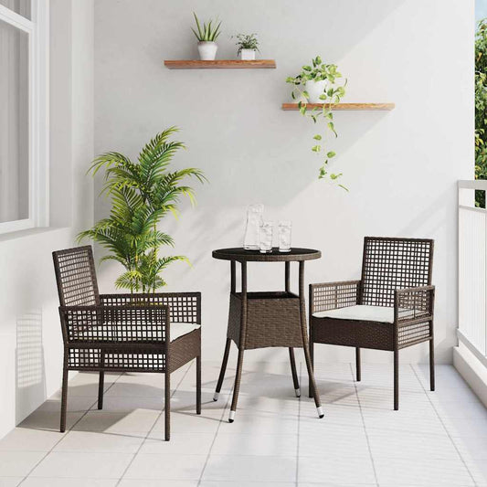 Kert étkező szett 3 pcs Barna polirattan