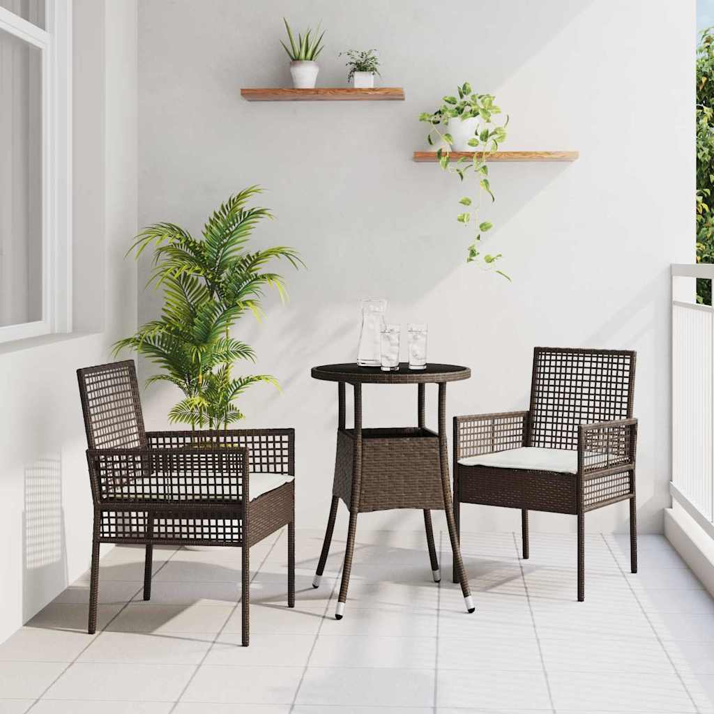Kert étkező szett 3 pcs Barna polirattan