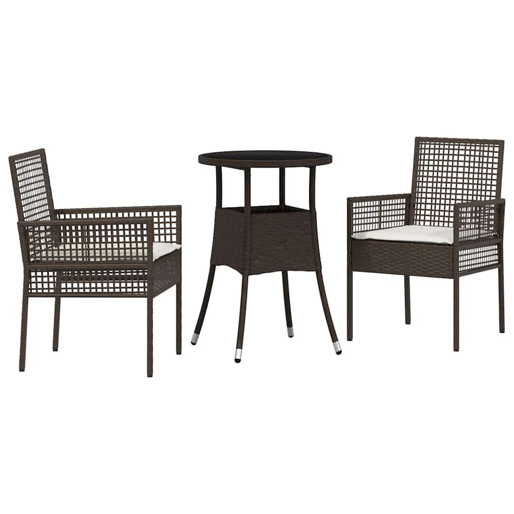 Kert étkező szett 3 pcs Barna polirattan