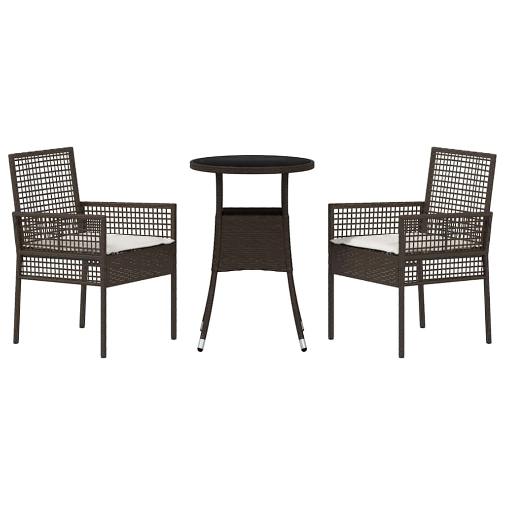 Kert étkező szett 3 pcs Barna polirattan