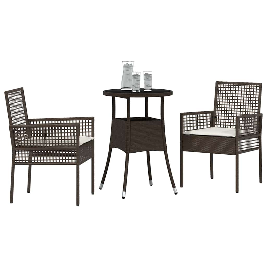 Kert étkező szett 3 pcs Barna polirattan