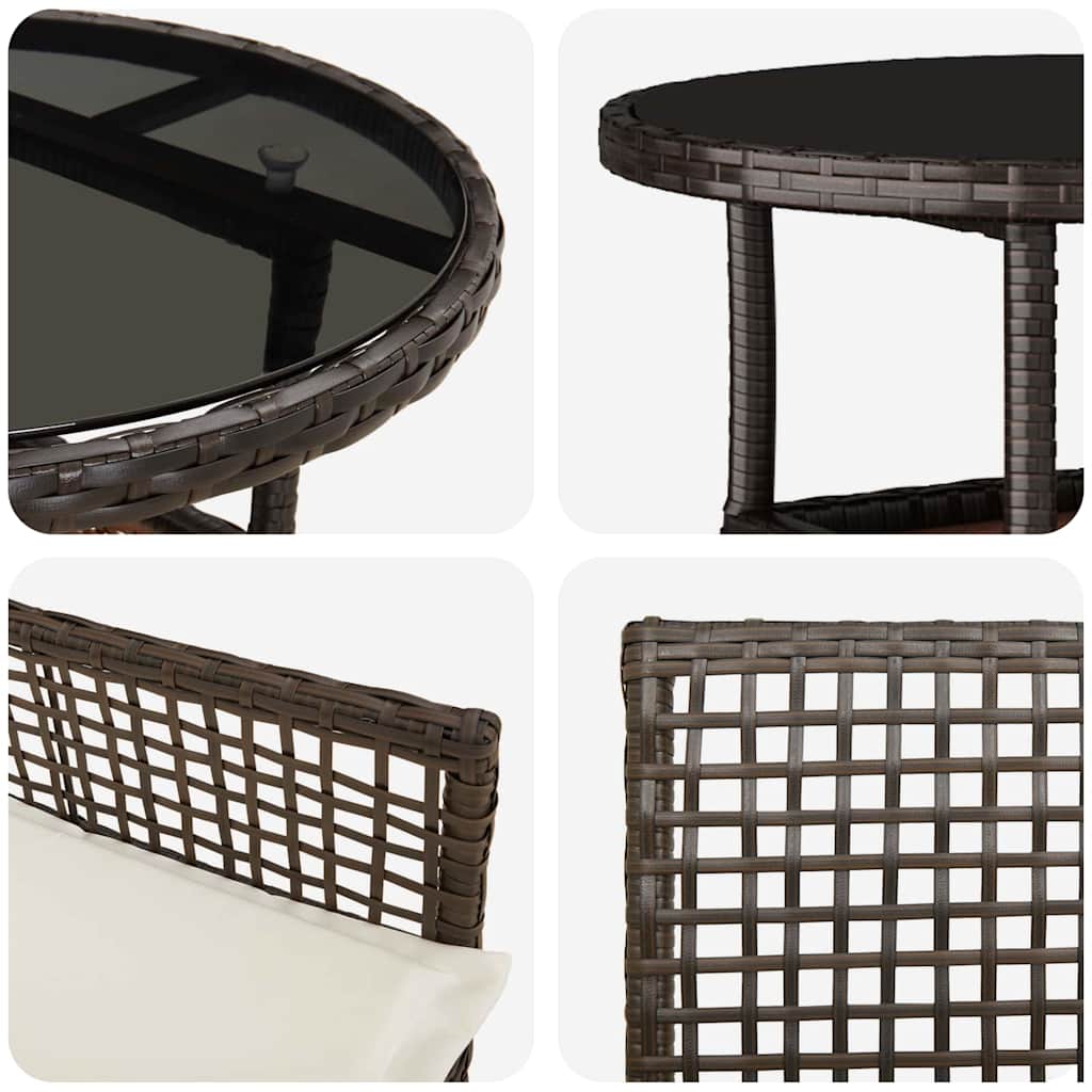 Kert étkező szett 5 pcs Barna polirattan
