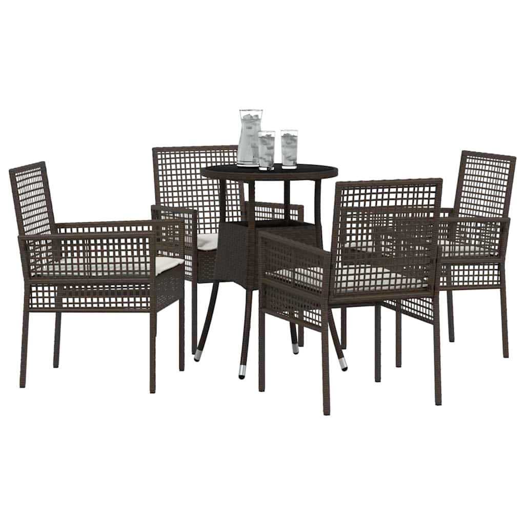 Kert étkező szett 5 pcs Barna polirattan