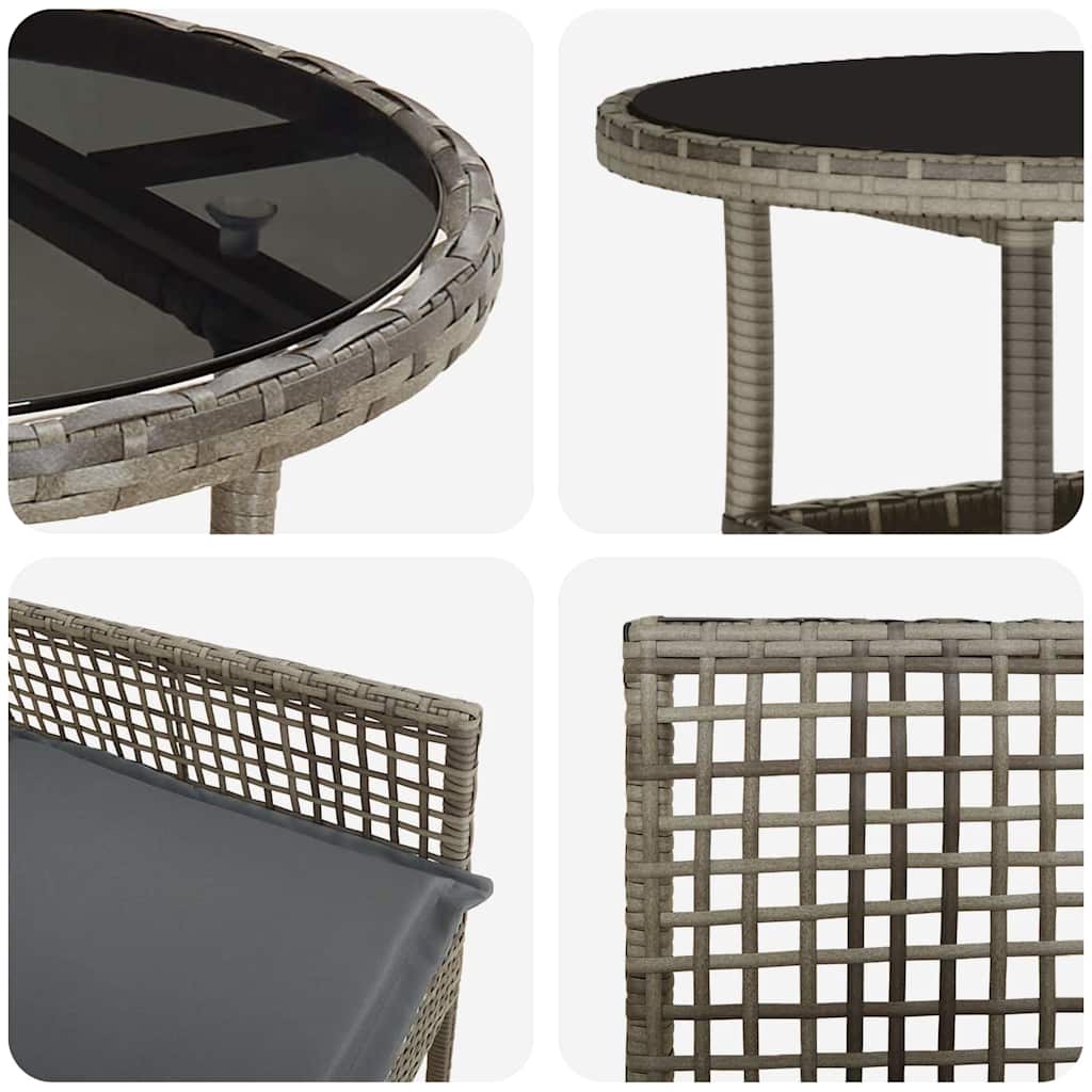 Kert étkező szett 3 pcs Szürke polirattan