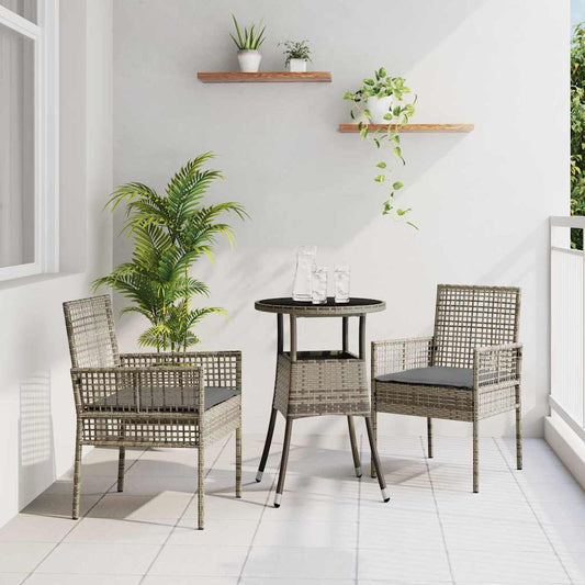 Kert étkező szett 3 pcs Szürke polirattan