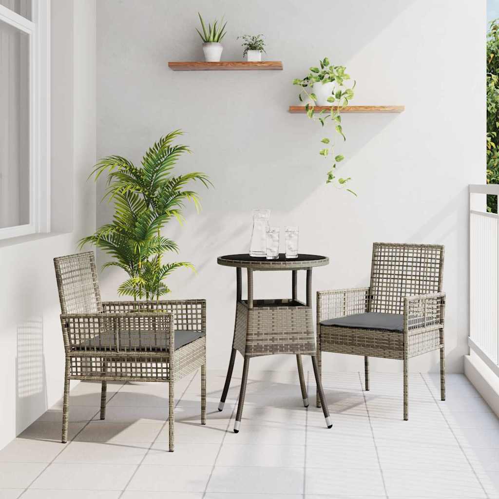 Kert étkező szett 3 pcs Szürke polirattan