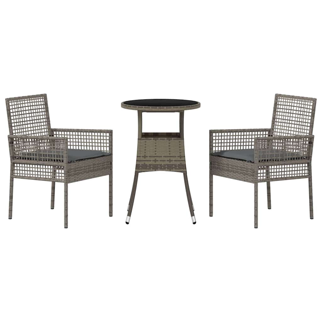 Kert étkező szett 3 pcs Szürke polirattan