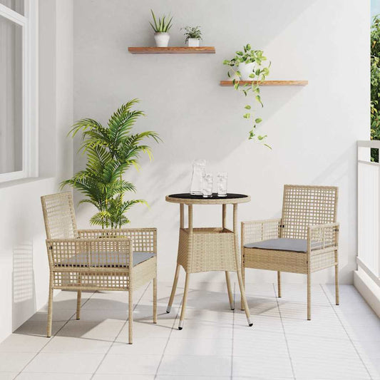 Kert étkező szett 3 pcs Bézs polirattan