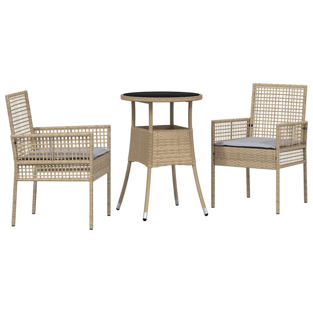 Kert étkező szett 3 pcs Bézs polirattan