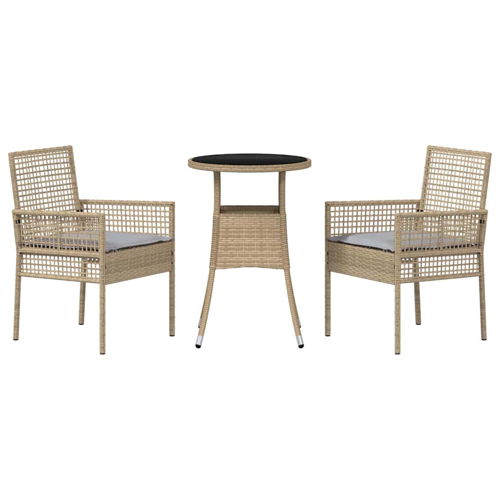 Kert étkező szett 3 pcs Bézs polirattan