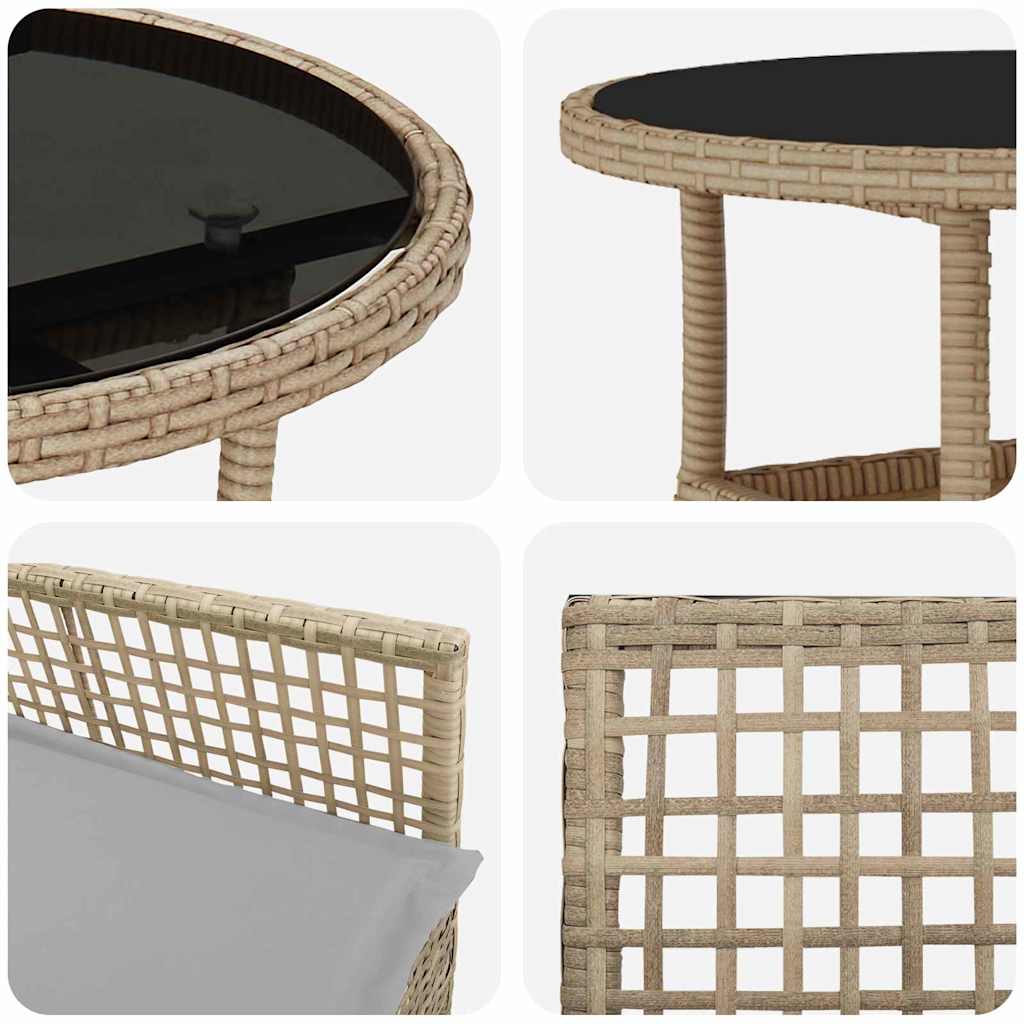 Kert étkező szett 5 pcs Bézs polirattan