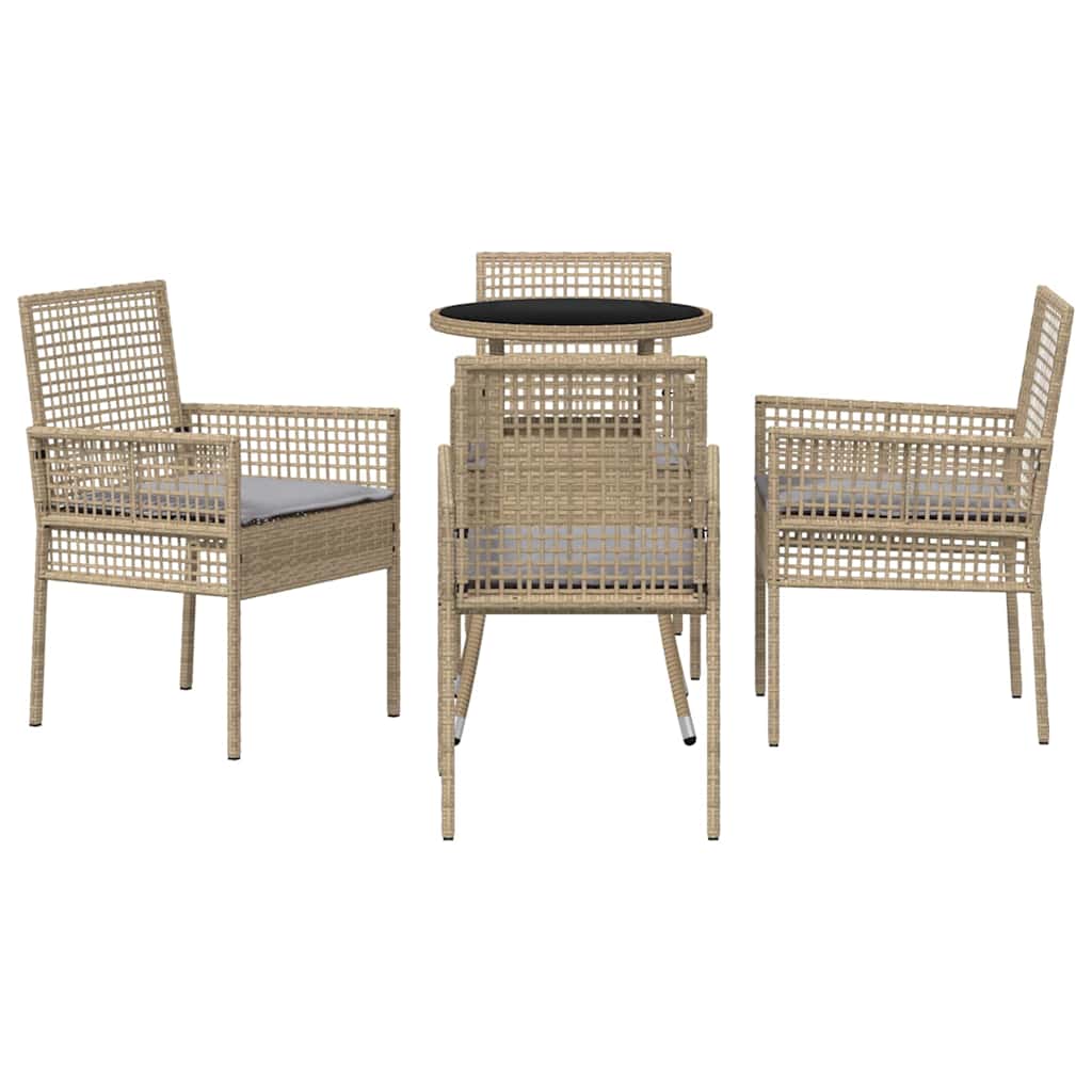 Kert étkező szett 5 pcs Bézs polirattan