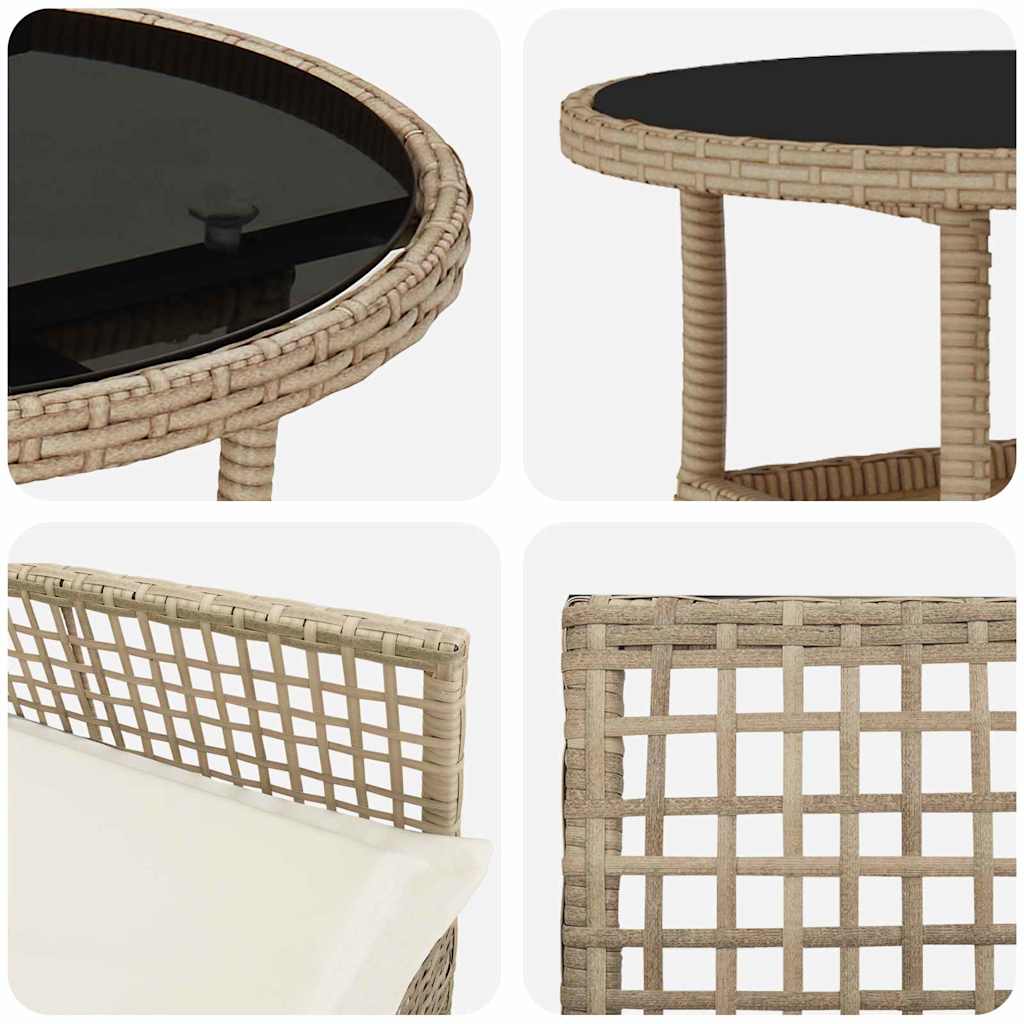 Kert étkező szett 3 pcs Bézs polirattan