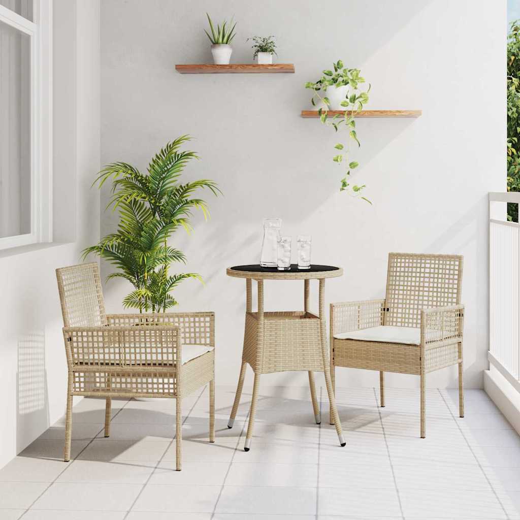 Kert étkező szett 3 pcs Bézs polirattan